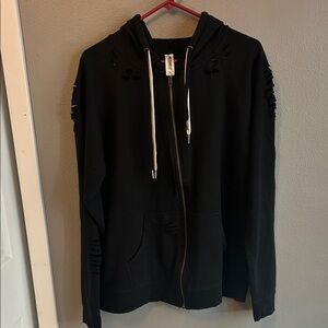 Black Distressed Hoodie